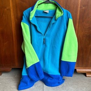 Vintage Men’s Cheetah Half Zip Fleece Colorblock Jacket large